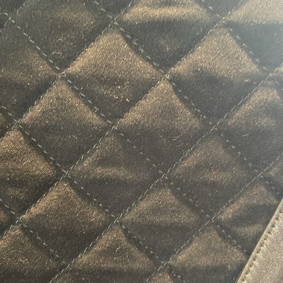 Talbots Large Quilted Black with Leather Tote Bag Shoulder w/ Coin Purse Key Fob - Picture 2 of 13